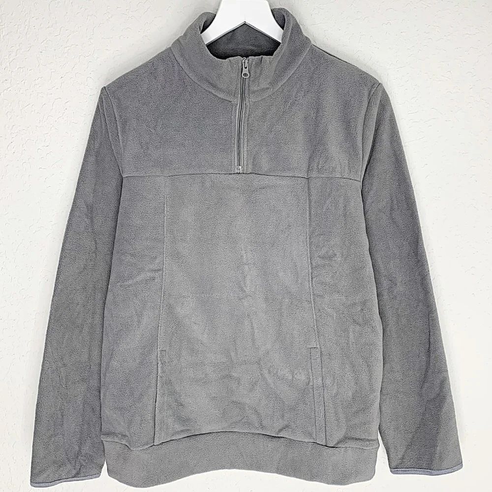 Polar Fleece Plush Quarter-Zip Pullover in Grey - Picture 2 of 5